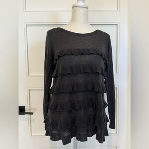 J Crew Silk Linen ruffle sweater sz S